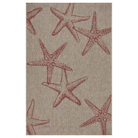 Palacedesigns 8 x 9 ft. Red Starfish Indoor & Outdoor Area Rug - Red - 8' x 9' PA3091482